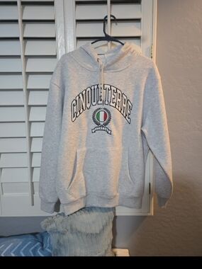 Grey Italian Hooded Sweatshirt - Casual Pullover